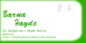 barna hayde business card